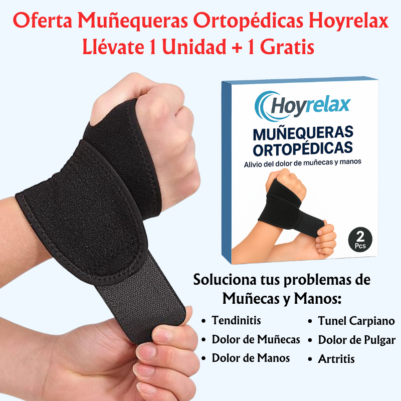 Muñequeras Ortopédicas Hoyrelax - 1 Unidad + 1 Gratis